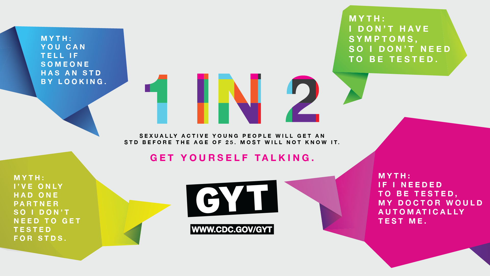 1 in 2 sexually active young people will get an STD before the age of 23. Most will not know it.  Get yourself talking. 