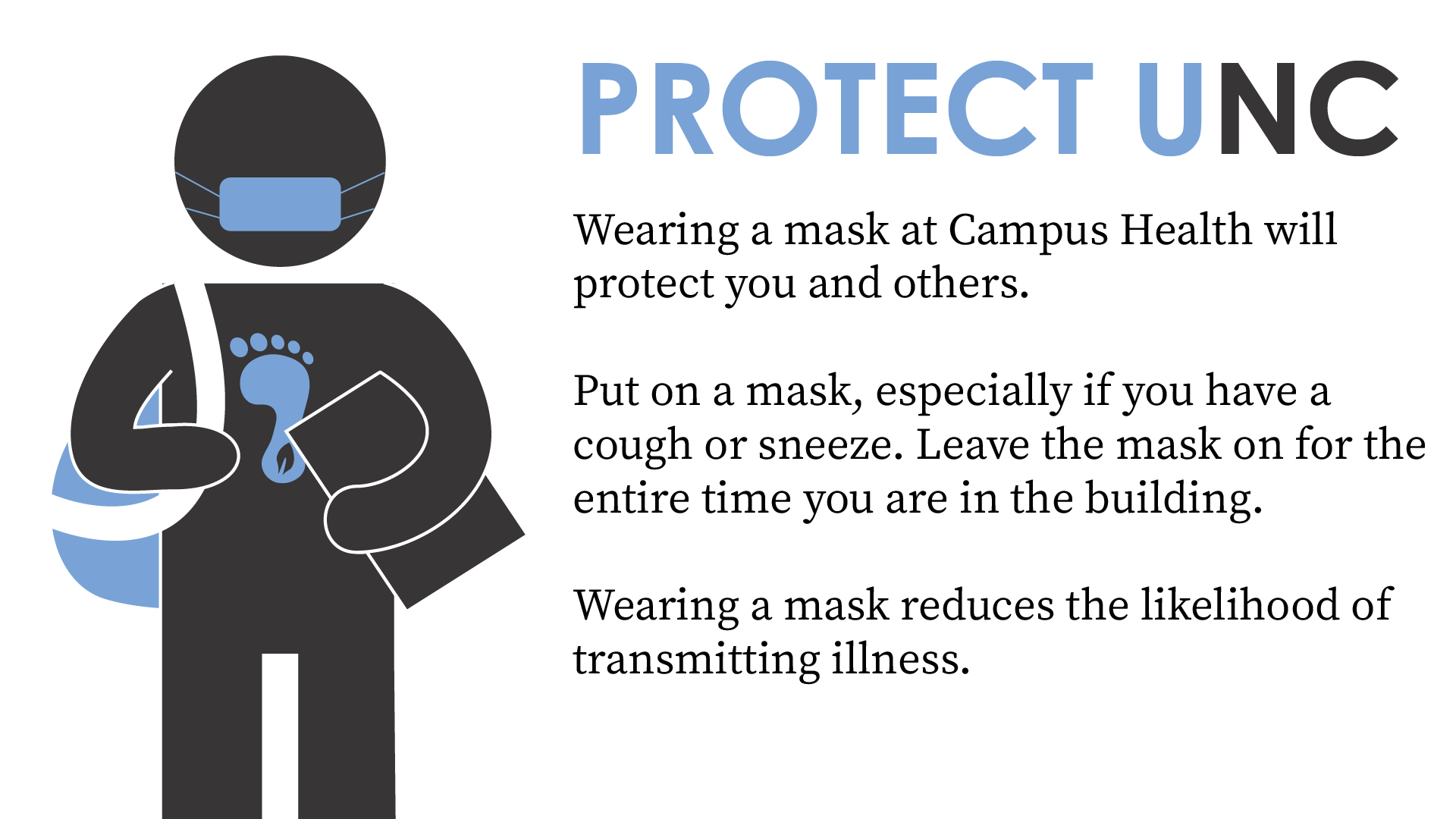 Protect UNC by wearing a mask at Campus Health