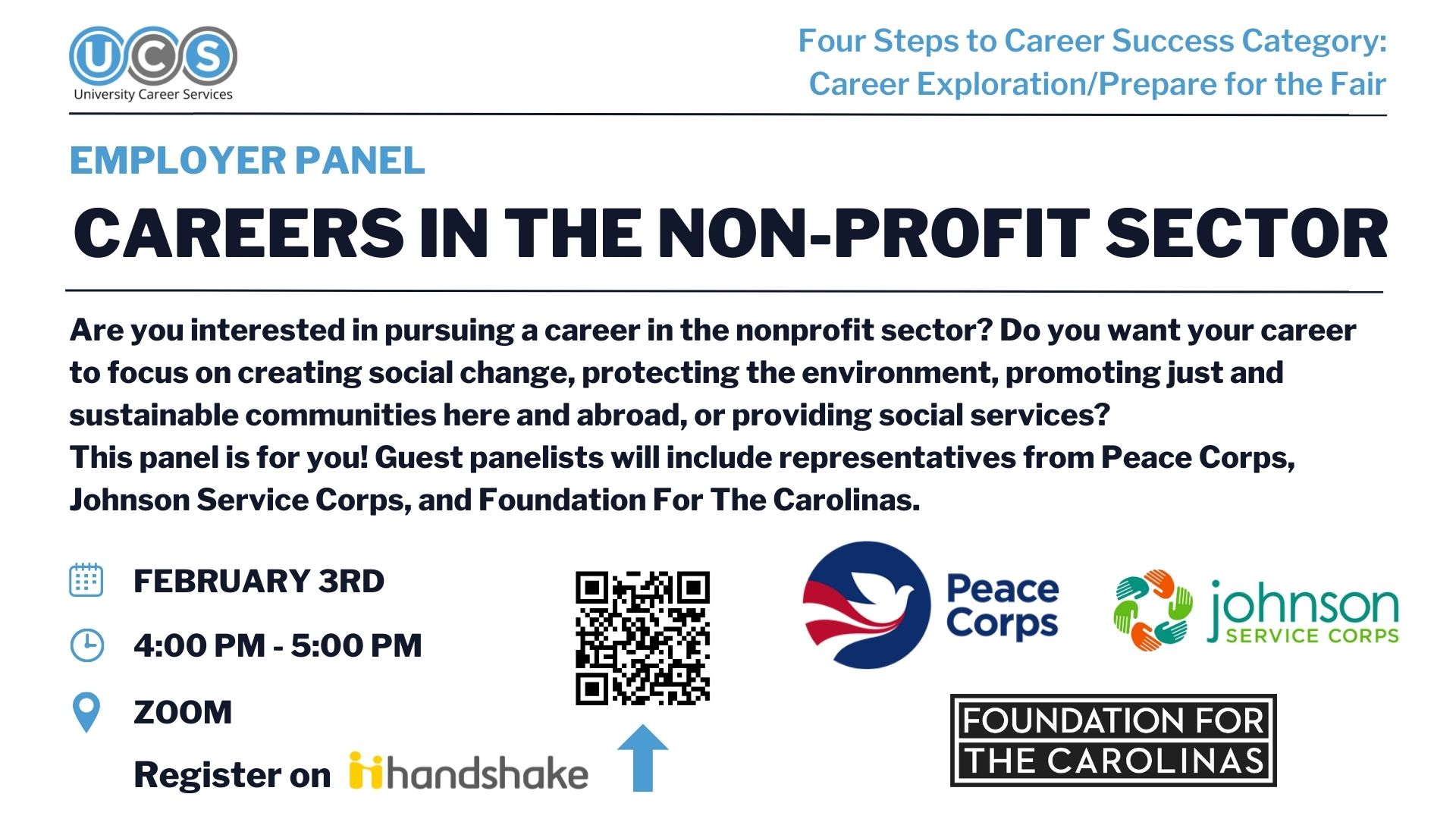 Are you interested in pursuing a career in the nonprofit sector? Do you want your career to focus on creating social change, protecting the environment, promoting just and sustainable communities here and abroad, or providing social services?  This panel 
