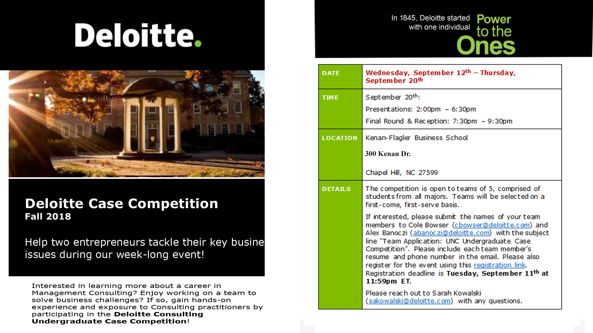 Deloitte Case Competition Digital Signage Student Affairs