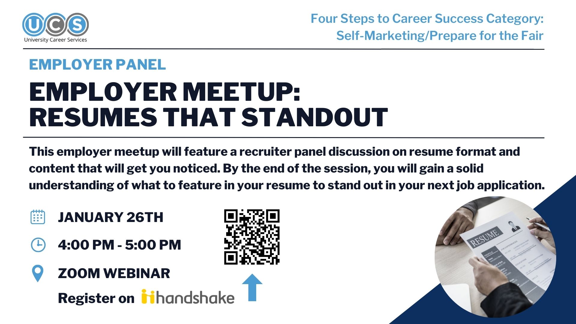 This employer meetup will feature a recruiter panel discussion on resume format and content that will get you noticed. By the end of the session, you will gain a solid understanding of what to feature in your resume to stand out in your next job applicati